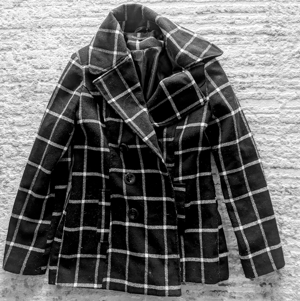 Larry Levine Black and White Plaid Jacket